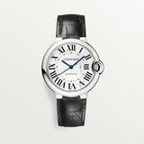 Cartier Ballon Bleu De Cartier Silver Dial Black Leather Strap Watch for Women - WSBB0030