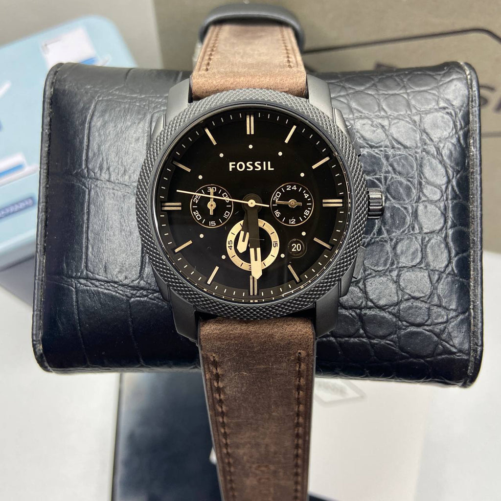 Fossil Machine Flight Chronograph Brown Dial Brown Leather Strap