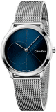 Calvin Klein Minimal Blue Dial Silver Mesh Bracelet Watch for Women - K3M2212N