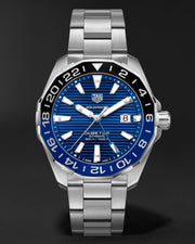 Tag Heuer Aquaracer GMT Calibre 6 Automatic Blue Dial Silver Steel Strap Watch for Men - WAY201T.BA0927
