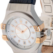 Maserati Potenza Diamonds Silver Dial Blue Leather Strap Watch For Women - R8851108502