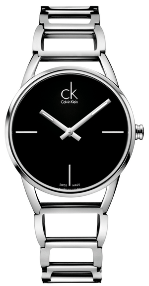 Calvin Klein Stately Black Dial Silver Steel Strap Watch for Women - K3G23121