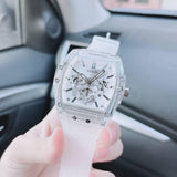 Guess Phoenix Multi Function Silver Dial White Rubber Strap Watch for Men - GW0203G1