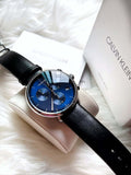 Calvin Klein High Noon Chronograph Blue Dial Black Leather Strap Watch for Men - K8M271CN