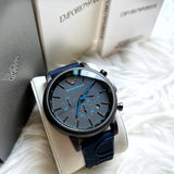 Emporio Armani  Luigi Chronograph Black Dial Blue Rubber Strap Watch For Men - AR11023