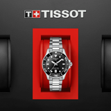 Tissot Seastar 1000 Lady Quartz Black Dial Silver Steel Strap Watch for Women - T120.210.11.051.00