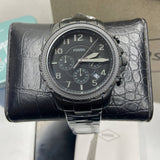 Fossil Bowman Chronograph Black Dial Black Steel Strap Watch for Men - FS5603
