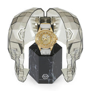 Philipp Plein The Skull Gold Dial White Silicone Strap Watch for Men - PWAAA1221