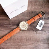 Michael Kors Catlin Champagne Dial Brown Leather Strap Watch for Women - MK2375