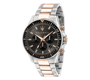 Maserati SFIDA Chronograph Black Dial Two Tone Steel Strap Watch For Men - R8873640002