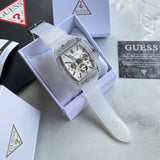 Guess Phoenix Multi Function Silver Dial White Rubber Strap Watch for Men - GW0203G1