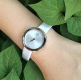 Calvin Klein Firm Silver Dial White Leather Strap Watch for Women - K3N231L6