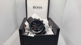 Hugo Boss Grand Prix Black Dial Black Leather Strap Watch for Men - 1513474