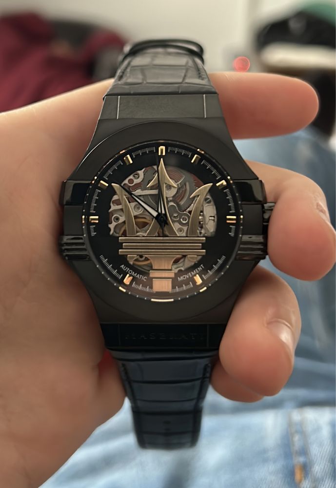 Maserati Potenza Skeleton Limited Edition Black Dial Black Leather