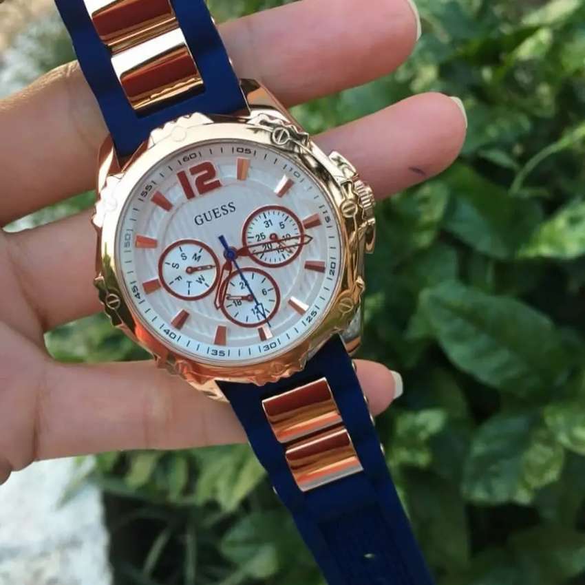 GUESS Rose Gold & Navy Silicone Strap Chronograph Watch Guess HEADLINE - Chronograph watch - rose gold-coloured/navy  main image 2