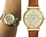 Michael Kors Catlin Champagne Dial Brown Leather Strap Watch for Women - MK2375