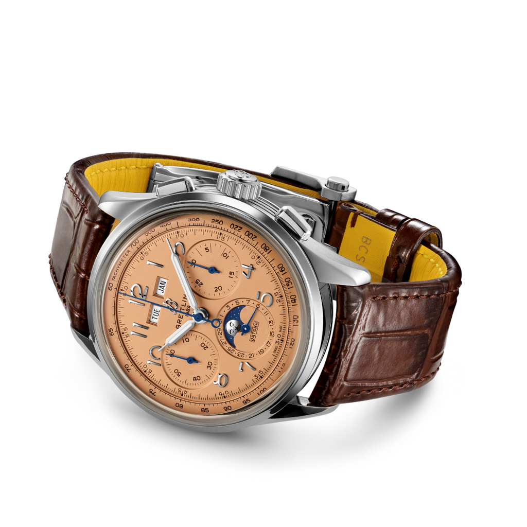 Breitling Premier B25 Datora 42 Beige Dial Brown Leather Strap Watch for Men - AB2510201K1P1