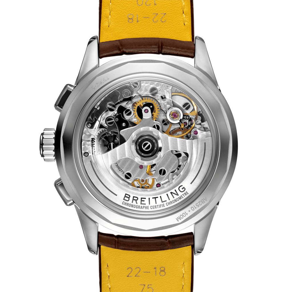 Breitling Premier B25 Datora 42 Beige Dial Brown Leather Strap Watch for Men - AB2510201K1P1