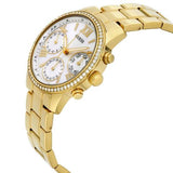 Guess Mini Sunrise Diamonds Silver Dial Gold Steel Strap Watch for Women - W0623L3