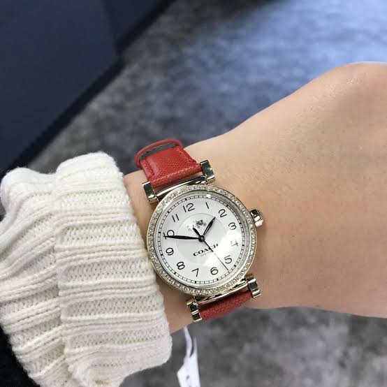 Coach Madison White Dial Red Leather Strap Watch for Women - 14502400