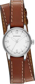 Burberry Utilitarian White Dial Brown Leather Strap Watch for Women - BU7848
