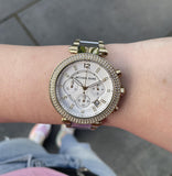 Michael Kors Parker Chronograph Silver Dial Two Tone Steel Strap Watch For Women - MK5687