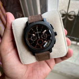 Fossil Machine Flight Chronograph Brown Dial Brown Leather Strap Watch for Men - FS4656