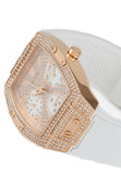 Guess Raven Diamonds Rose Gold Dial White Silicone Strap Watch for Women - GW0105L3