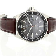 Tag Heuer Aquaracer Caliber 5 Black Dial Brown Leather Strap Watch for Men - WAY201M.FC6474
