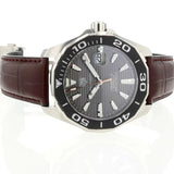 Tag Heuer Aquaracer Caliber 5 Black Dial Brown Leather Strap Watch for Men - WAY201M.FC6474