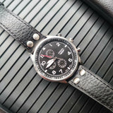 Fossil Retro Pilot Chronograph Black Dial Black Leather Strap Watch for Men - FS5806