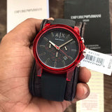 Armani Exchange Outerbanks Chronograph Black Dial Black Silicone Strap Watch For Men - AX1338