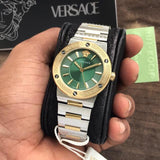 Versace Greca Green Dial Silver Steel Strap Watch for Women - VEVH00720