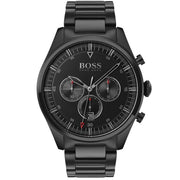 Hugo Boss Pioneer Chronograph Black Dial Black Steel Strap Watch for Men - 1513714