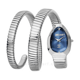 Just Cavalli Serpente Metallica Blue Dial Silver Steel Strap Watch for Women - JC1L209M0025