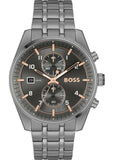 Hugo Boss Skytraveller Chronograph Gunmetal Grey Dial Grey Steel Strap Watch for Men - 1514153