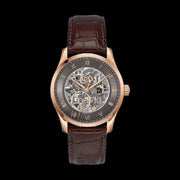 Hugo Boss Principle Skeleton Grey Dial Brown Leather Strap Watch for Men - 1514253