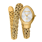 Just Cavalli Novara Silver Dial Gold Steel Strap Watch for Women - JC1L264M0025