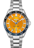Hugo Boss Runner 3H Orange Dial Silver Steel Strap Watch for Men - 1514206