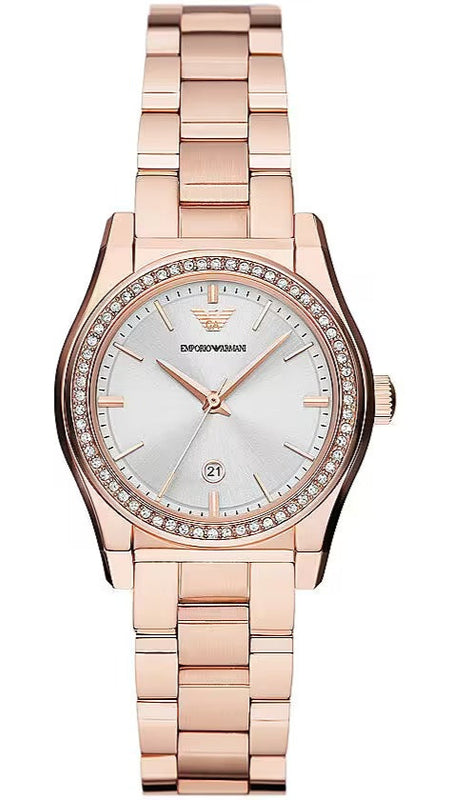 Emporio Armani Federica Analog Mother of Pearl Dial Rose Gold Steel Strap Watch for Women - AR11558