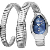 Just Cavalli Serpente Metallica Blue Dial Silver Steel Strap Watch for Women - JC1L209M0025