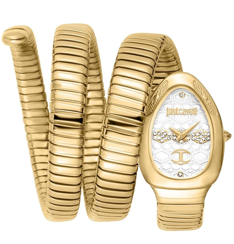 Just Cavalli Cosenza Silver Dial Gold Steel Strap Watch for Women - JC1L232M0025