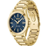 Hugo Boss Strike Blue Dial Gold Steel Strap Watch for Men - 1514172