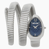 Just Cavalli Serpente Metallica Blue Dial Silver Steel Strap Watch for Women - JC1L224M0025