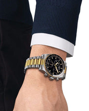 Tissot PR516 Chronograph Black Dial Two Tone Steel Strap Watch for Men - T149.417.22.051.00