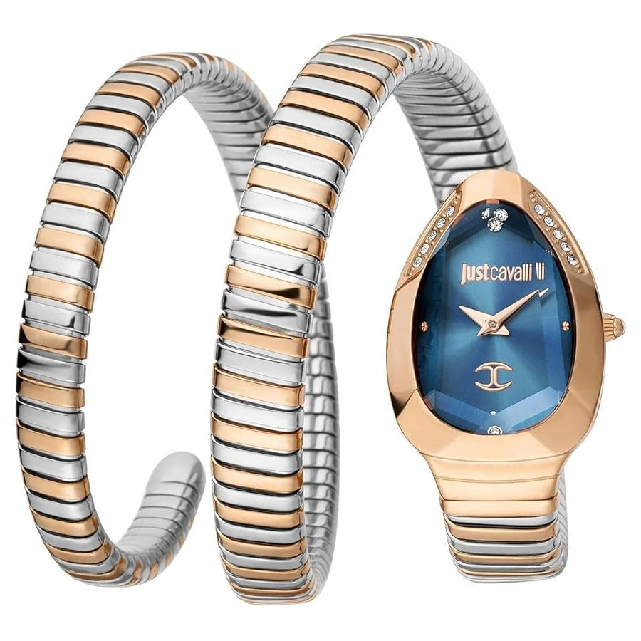 Just Cavalli Glam Evo 4 Blue Dial Two Tone Steel Strap Watch for Women - JC1L209M0085