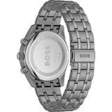 Hugo Boss Skytraveller Chronograph Gunmetal Grey Dial Grey Steel Strap Watch for Men - 1514153