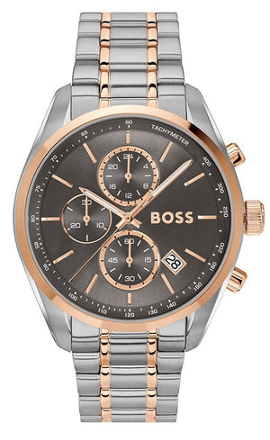 Hugo Boss Grand Prix Chronograph Grey Dial Two Tone Steel Strap Watch for Men - 1514252