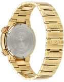 Versace Greca Logo Quartz Black Dial Gold Steel Strap Watch for Men - VE8G00624