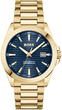 Hugo Boss Strike Blue Dial Gold Steel Strap Watch for Men - 1514172